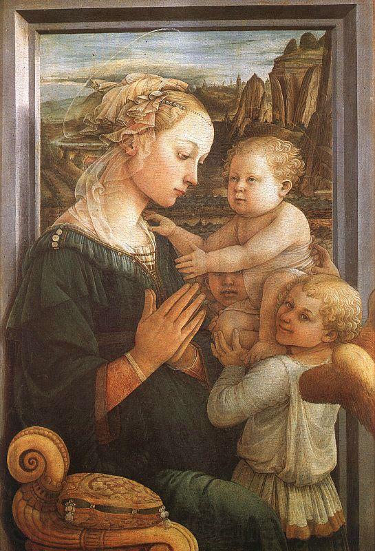 Fra Filippo Lippi Madonna and Child with Two Angels Norge oil painting art